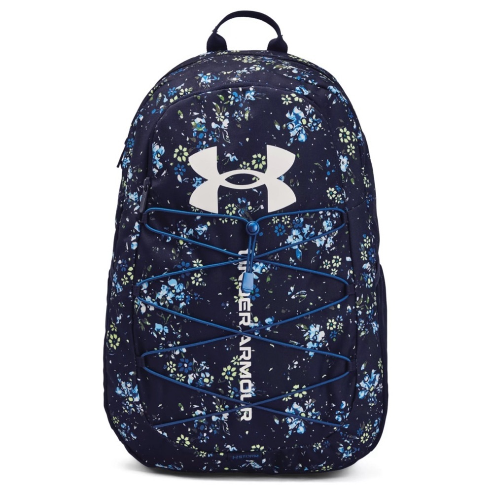 NEW Under Armour Hustle School & Sport Backpack, Navy Floral Print